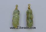 NGP6741 13*40mm sticks green rutilated quartz gemstone pendants