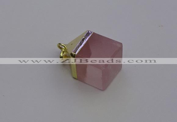 NGP6761 15*22mm cube rose quartz gemstone pendants wholesale