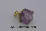 NGP6765 15*22mm cube light amethyst gemstone pendants wholesale