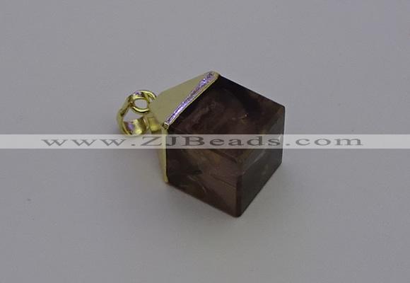 NGP6768 15*22mm cube smoky quartz pendants wholesale