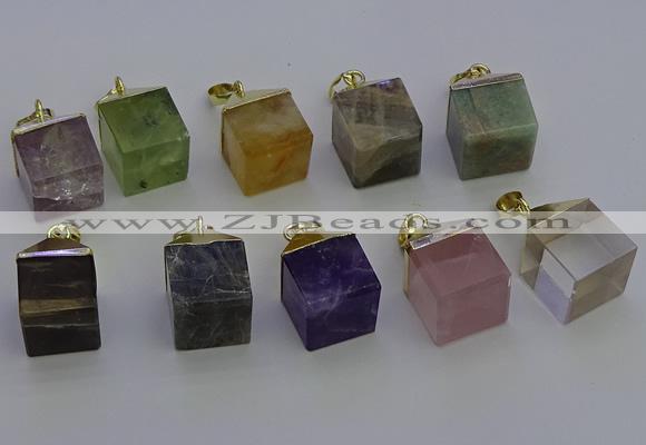 NGP6779 15*22mm cube mixed gemstone pendants wholesale