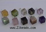 NGP6799 15*22mm cube mixed gemstone pendants wholesale