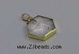 NGP6800 24*25mm hexagon white crystal gemstone pendants wholesale