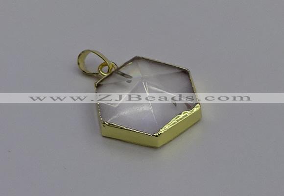 NGP6800 24*25mm hexagon white crystal gemstone pendants wholesale