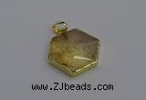 NGP6803 24*25mm hexagon citrine gemstone pendants wholesale