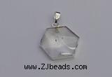 NGP6820 24*25mm hexagon white crystal gemstone pendants wholesale