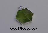 NGP6830 24*25mm hexagon green qutilated quartz pendants wholesale