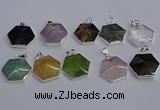 NGP6839 24*25mm hexagon mixed gemstone pendants wholesale