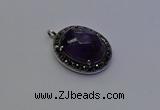 NGP6862 20*25mm oval amethyst gemstone pendants wholesle