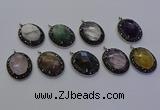 NGP6878 20*25mm oval mixed gemstone pendants wholesle