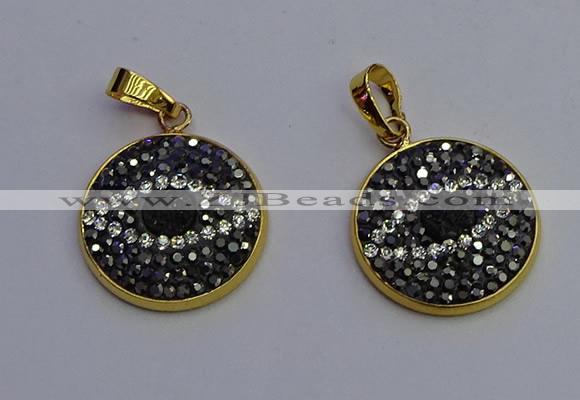 NGP6891 20mm - 22mm coin druzy agate pendants wholesale