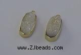 NGP6906 10*22mm - 12*25mm freeform plated druzy quartz pendants