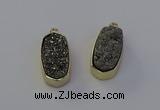 NGP6907 10*22mm - 12*25mm freeform plated druzy quartz pendants