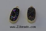 NGP6910 10*22mm - 12*25mm freeform plated druzy quartz pendants