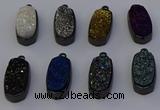 NGP6926 10*22mm - 12*25mm freeform plated druzy quartz pendants