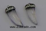 NGP6972 12*40mm - 15*45mm horn white crystal pendants wholesale