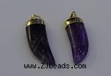 NGP6995 12*40mm - 15*45mm horn amethyst pendants wholesale