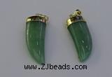 NGP6999 12*40mm - 15*45mm horn green aventurine pendants wholesale