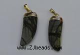NGP7040 12*35mm - 14*40mm horn black water jasper pendants