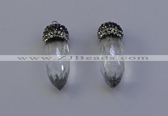 NGP7055 12*30mm - 15*35mm faceted bullet white crystal pendants