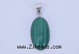 NGP708 12*24mm oval natural malachite with sterling silver pendant