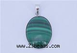 NGP709 16*24mm oval natural malachite with sterling silver pendant