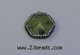 NGP7117 30*30mm hexagon green qutilated quartz pendants wholesale