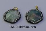 NGP7120 30*30mm hexagon amazonite gemstone pendants wholesale