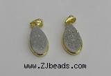NGP7179 10*20mm flat teardrop plated druzy quartz pendants