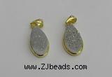 NGP7179 10*20mm flat teardrop plated druzy quartz pendants