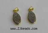 NGP7180 10*20mm flat teardrop plated druzy quartz pendants