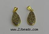 NGP7181 10*20mm flat teardrop plated druzy quartz pendants