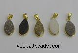 NGP7183 10*20mm flat teardrop plated druzy quartz pendants