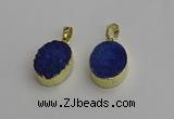 NGP7201 15*20mm oval druzy quartz pendants wholesale