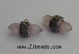 NGP7206 15*40mm sticks rose quartz pendants wholesale