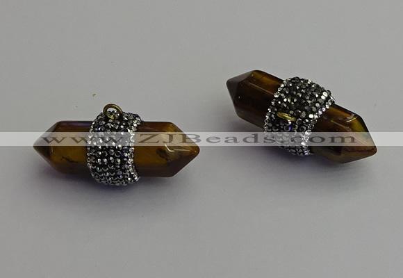 NGP7218 15*40mm sticks yellow tiger eye pendants wholesale