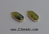 NGP7263 13*25mm faceted freeform green rutilated quartz pendants