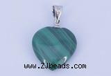 NGP727 15*15mm heart natural malachite with 18KGP gemstone pendant