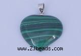 NGP729 25*25mm heart natural malachite with 18KGP gemstone pendant