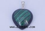 NGP732 20*20mm heart natural malachite & black agate with 18KGP pendant