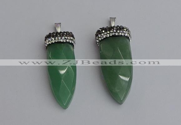 NGP7320 15*40mm - 16*45mm arrowhead green aventurine pendants