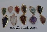 NGP7367 15*20mm - 22*40mm arrowhead mixed gemstone pendants