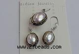 NGP7398 15*18mm - 18*22mm oval shell pearl jewelry sets