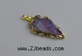 NGP7403 22*30mm - 25*40mm arrowhead plated druzy quartz pendants