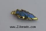 NGP7404 22*30mm - 25*40mm arrowhead plated druzy quartz pendants