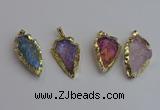 NGP7406 22*30mm - 25*40mm arrowhead plated druzy quartz pendants