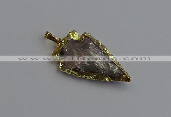 NGP7408 22*30mm - 25*40mm arrowhead plated obsidian pendants