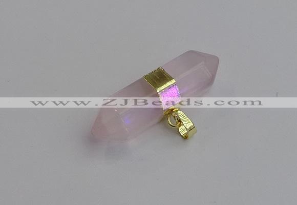 NGP7442 12*45mm sticks rose quartz pendants wholesale