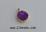 NGP7458 20mm coin plated druzy agate gemstone pendants
