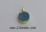 NGP7460 20mm coin plated druzy agate gemstone pendants